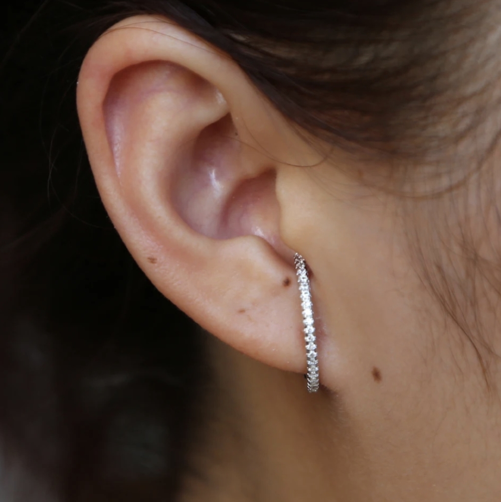 14k gold cz bar earrings